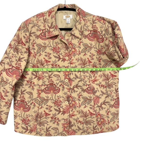 Talbots Vintage Blazer Jacket, Size 22W Petite, Brocade Floral Bird Silk Cotton - Picture 9 of 14